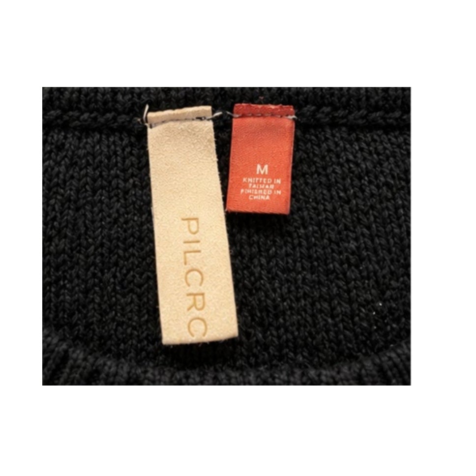 Anthropologie Pilcro Black Ruffle Shoulder Knit Pullover Sweater M