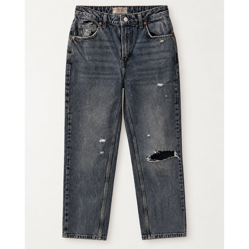 We The Free Twenty Seven Distressed Jeans Size 27 High Rise Straight Leg Prelove