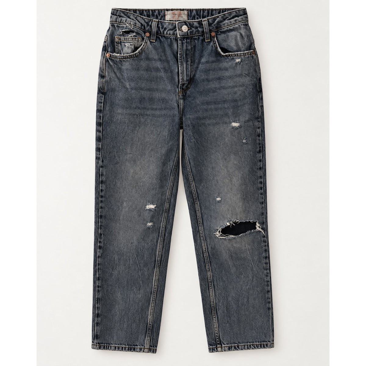 We The Free Twenty Seven Distressed Jeans Size 27 High Rise Straight Leg Prelove