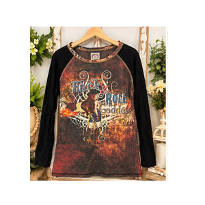 Vintage Y2K The Revolution Rock & Roll Goddess Raglan Graphic Tee Cyber Grunge