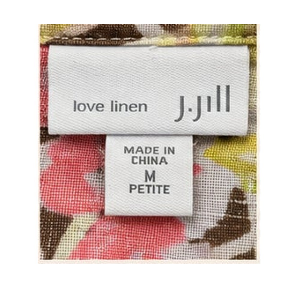 J. Jill Love Linen M Petite Tropical Palm Floral Button Up Blouse Top