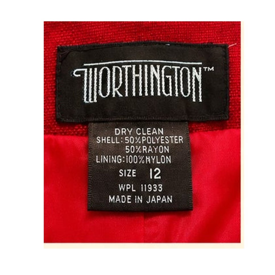 Vintage 80s Worthington Red Blazer Jacket Womens PM Gold Crest Buttons