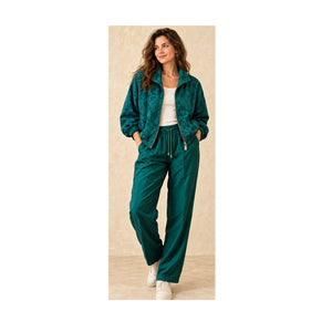 Vintage Fuda International Women's Medium Silk Tracksuit Set Green