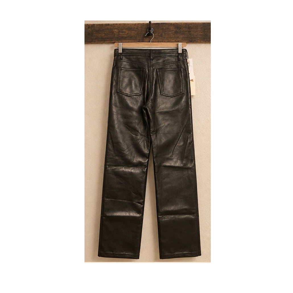 NWT Wilfred Aritzia Melina Low Rise Black Vegan Leather Pants Size 0