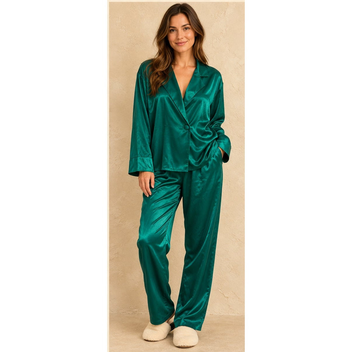 Vintage Victoria's Secret Gold Label Satin Pajama Set Green Medium M