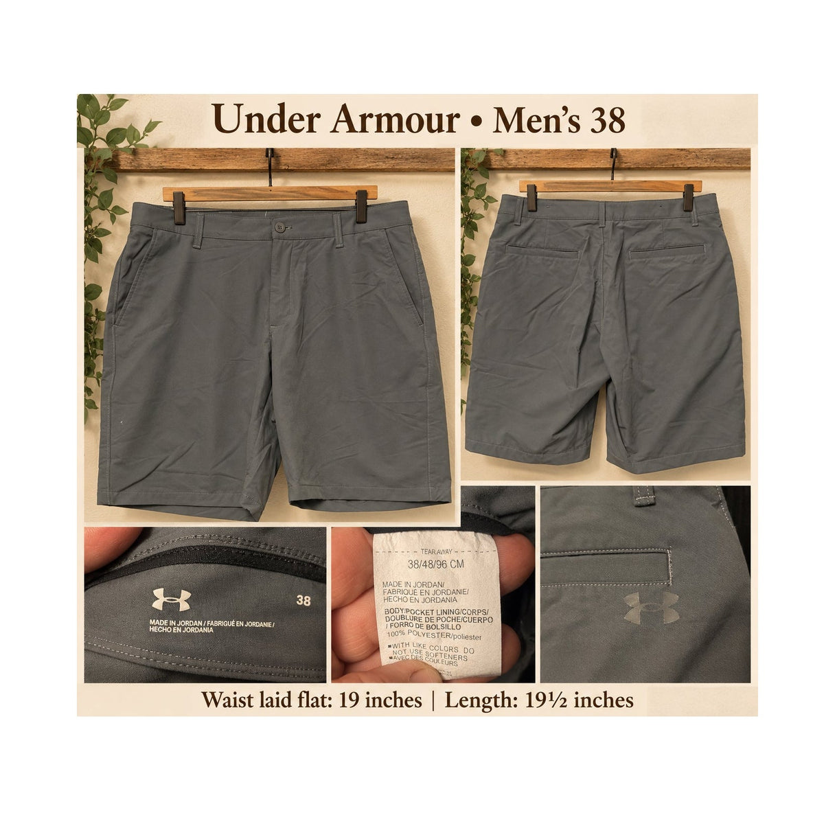 Under Armour Drive Golf Shorts Grey Performance Mens Size 38 Elastic
