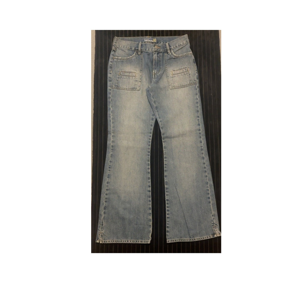 VTG 2004 Old Navy Low Waist Flare Jeans Size 8 Light Wash Patch Pocket 100% Cotton