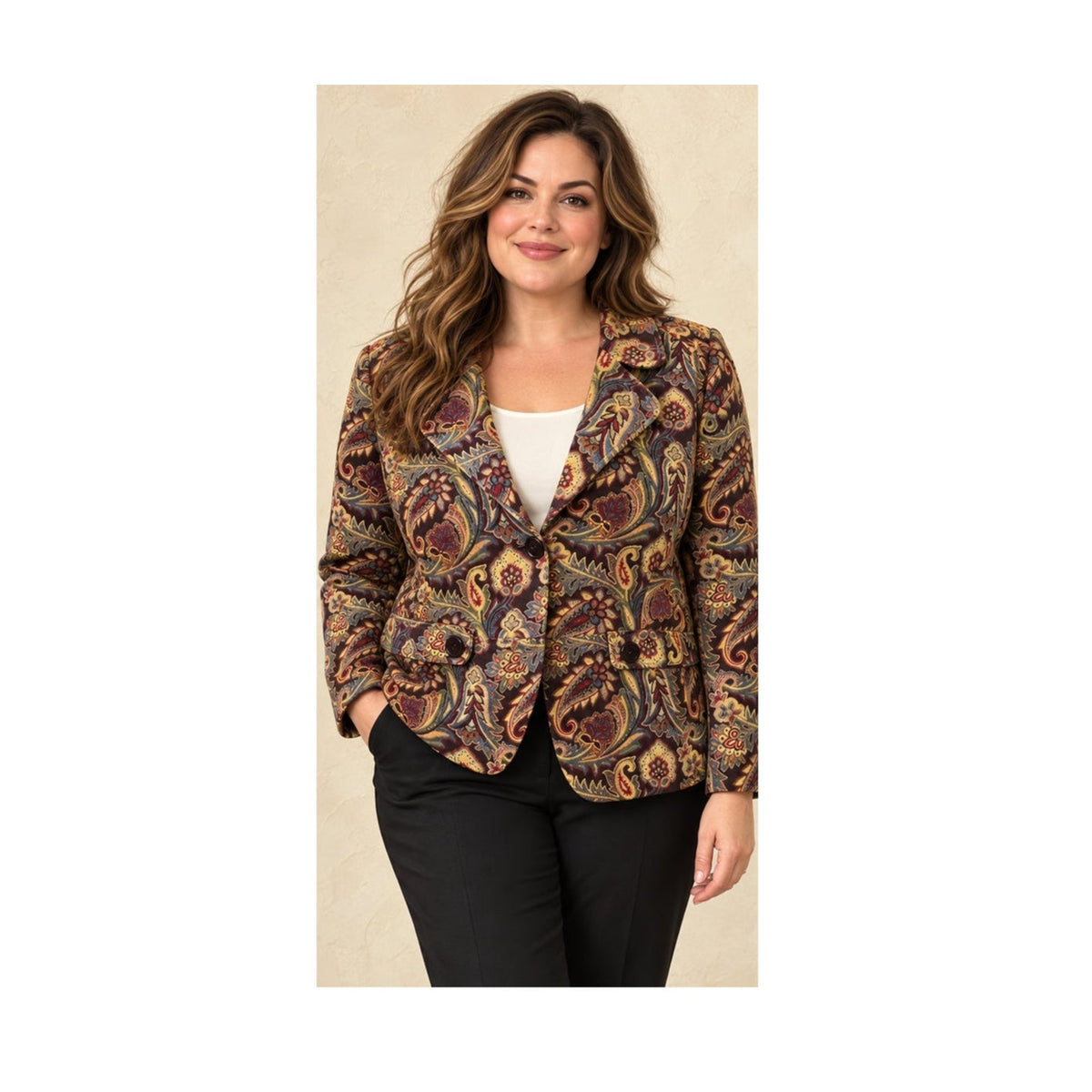 Vintage 00s Notations Paisley Tapestry Jacket Blazer Womens XL