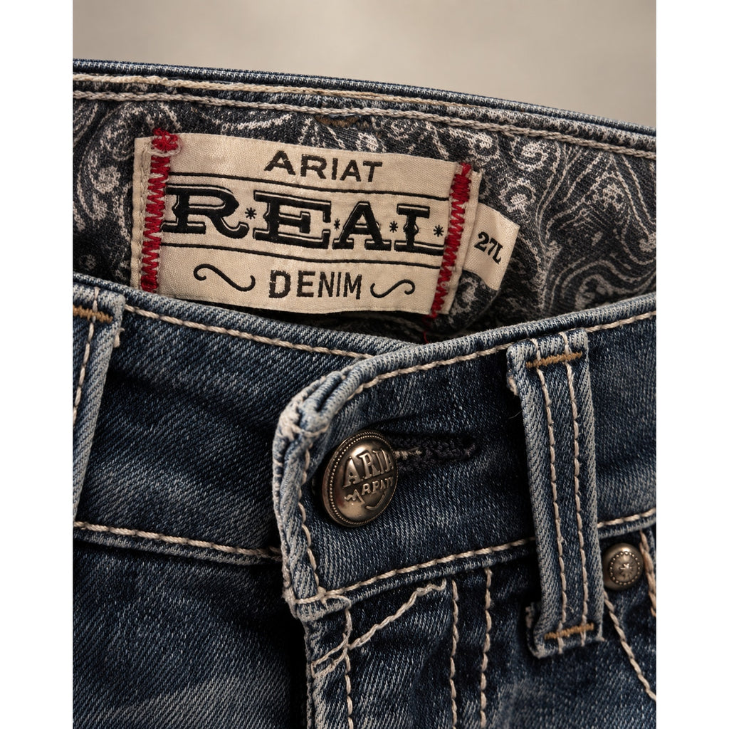 Ariat R.E.A.L. Denim 27L Medium Wash Western Bootcut Jeans Cowgirl