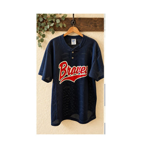 Vintage 90s Reebok Team Uniforms Braves Mesh Baseball Jersey Large
