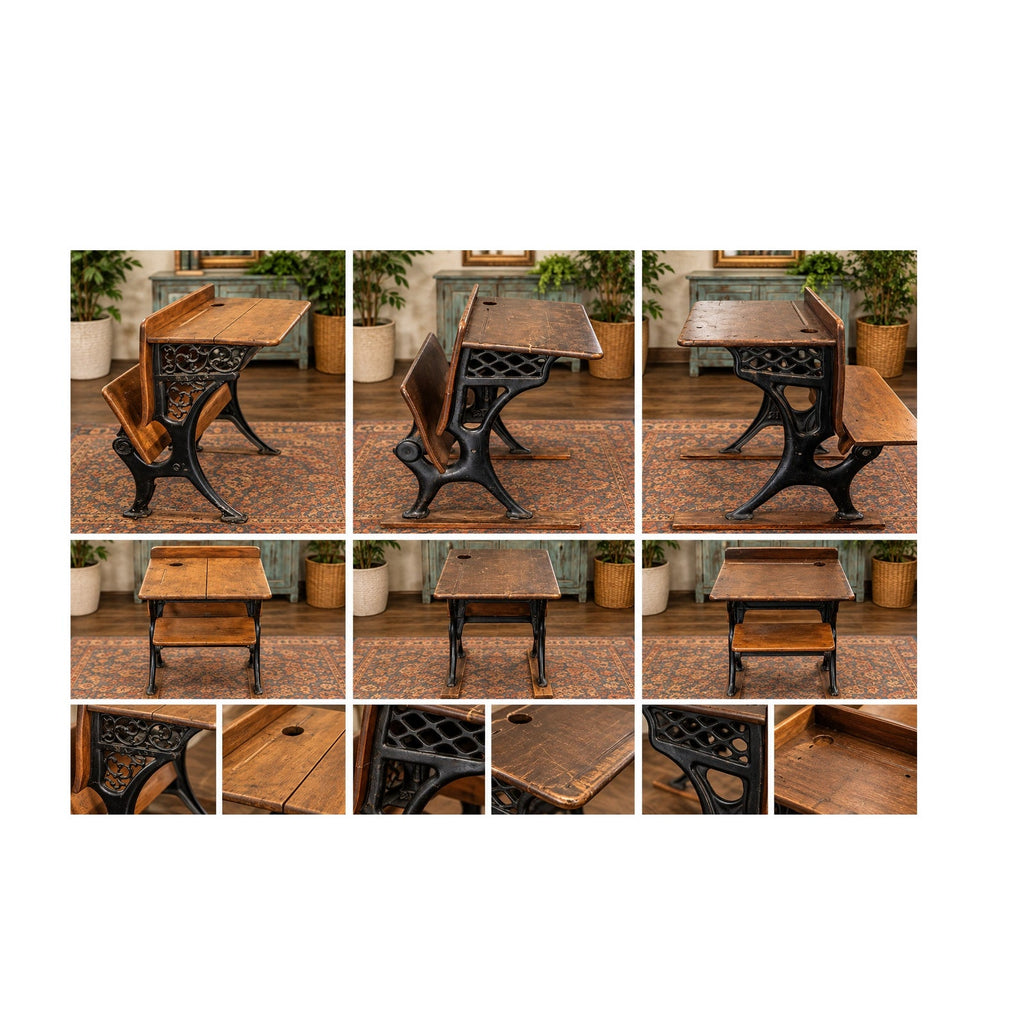Vintage Oak Roll Top Desk Double Pedestal Home Office Storage