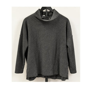 By Anthropologie Theresa Tunic Sweater Carbon Gray Ribbed Funnel Neck Size S
