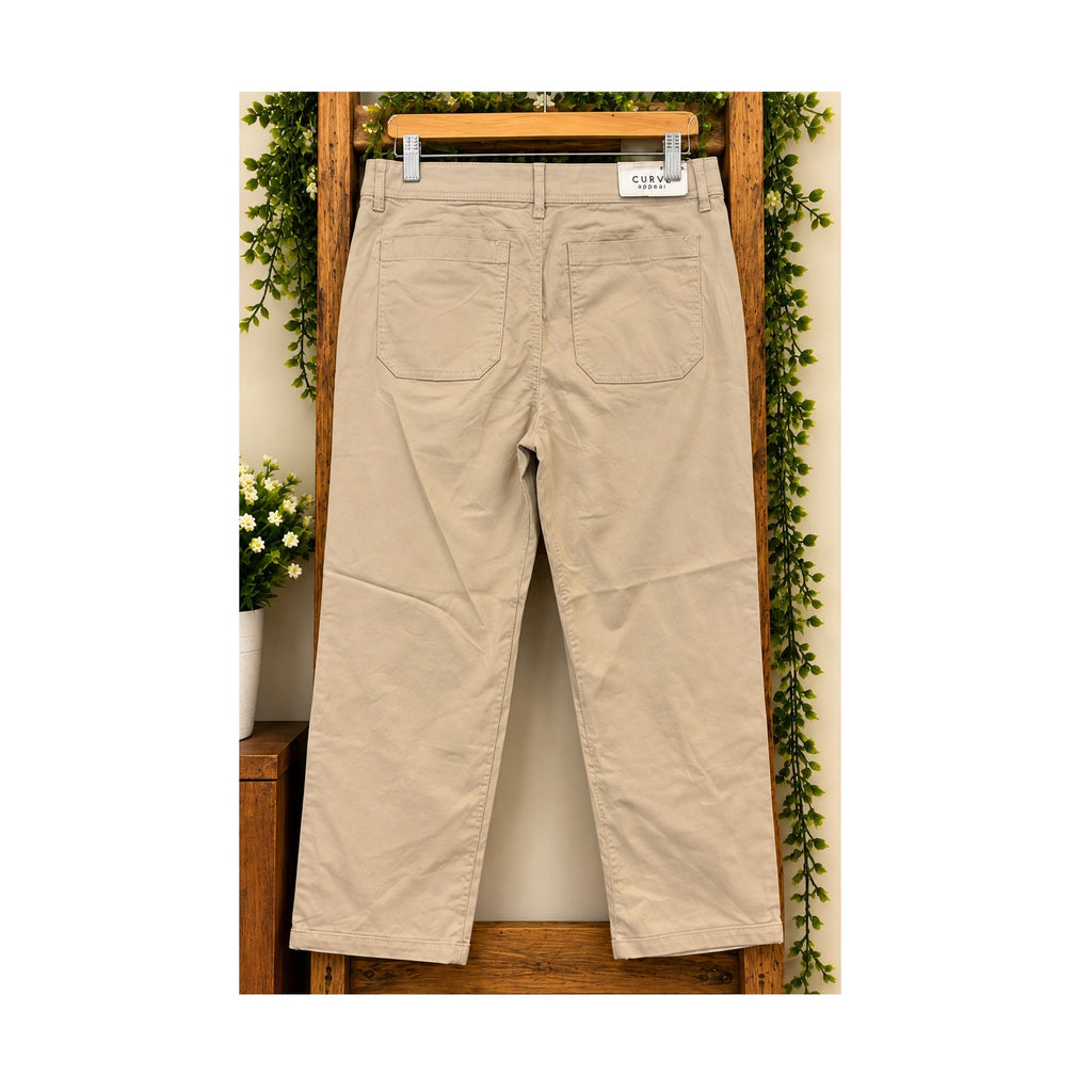 NWT Curve Appeal Smart Ankle Chino Pants Womens Size 10/30 Bone Beige Cuffed