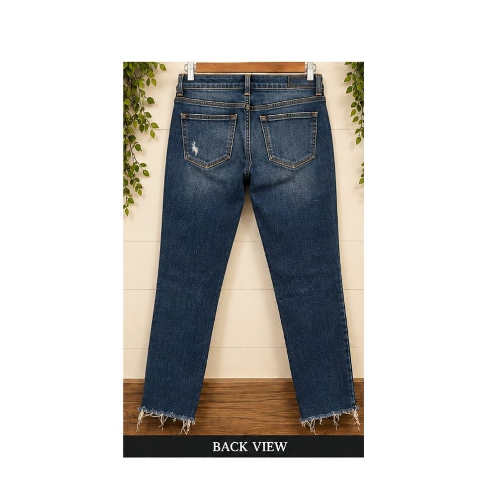 Good American Good Legs Skinny Jeans Distressed Raw Hem Blue Size 6 28