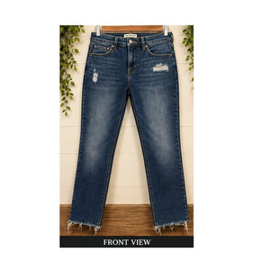 Good American Good Legs Skinny Jeans Distressed Raw Hem Blue Size 6 28