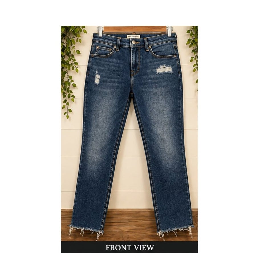 Good American Good Legs Skinny Jeans Distressed Raw Hem Blue Size 6 28