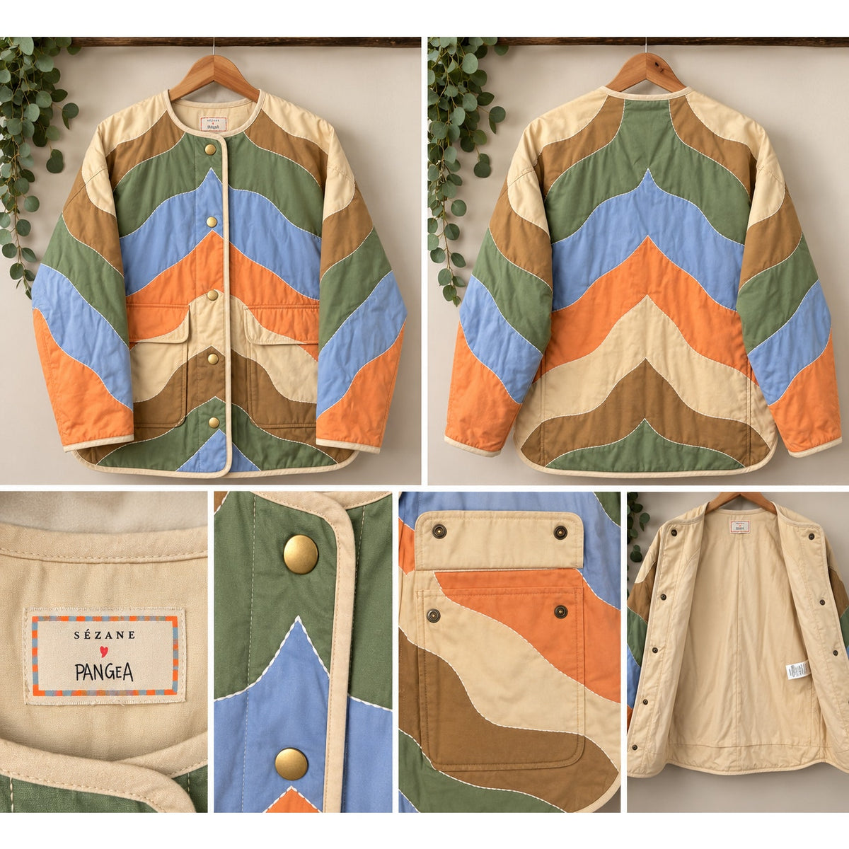 RARE Sézane x Pangea Farell Jacket in Forward | Quilted Wavy Patchwork - MINT