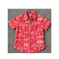 Tommy Bahama Boys 7 Red Geo Tribal Aztec Marlin Short Sleeve Button Up