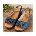 JBU Jambu Rosetta Navy Blue Floral Slingback Wedge Sandal Womens 9M