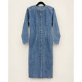Vintage ZENA Denim Maxi Dress Size 7 Acid Wash Button Front Long Sleeve Preloved