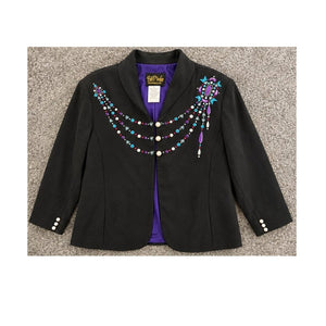 Vintage Bob Mackie Wearable Art Black Jeweled Collar Jacket Large