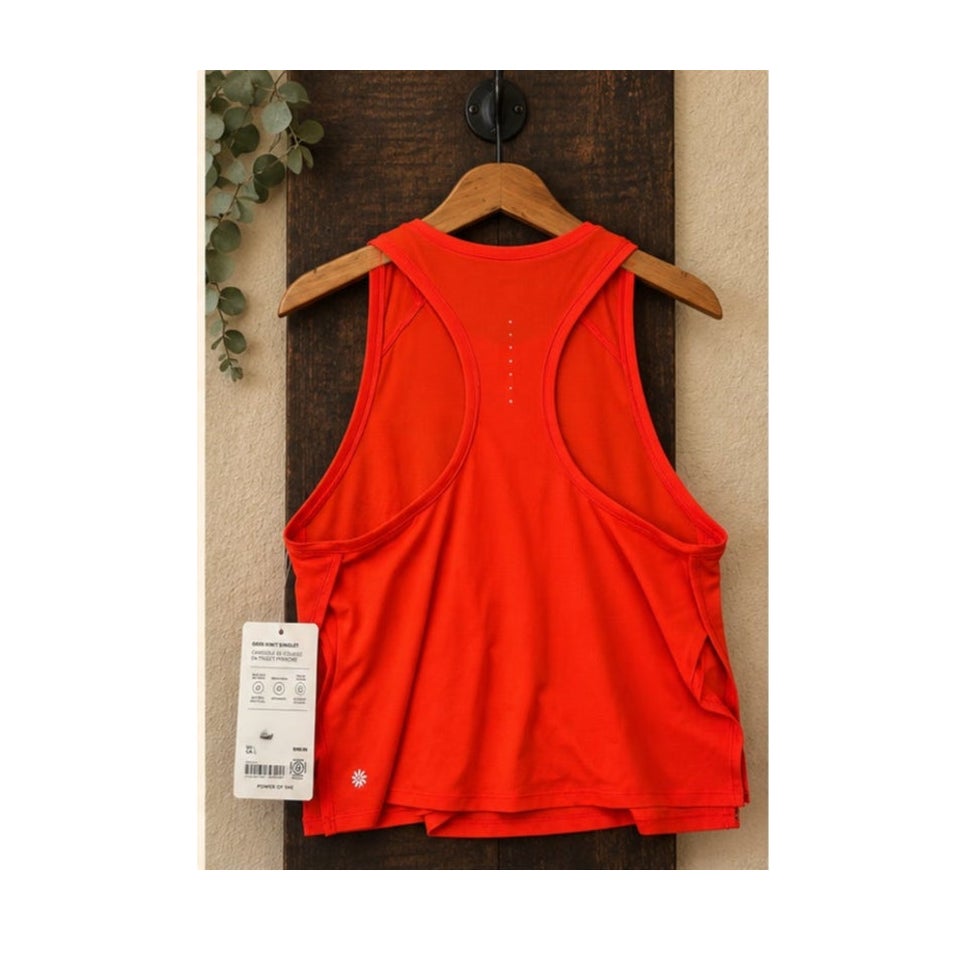 NWT Athleta Grid Knit Singlet Orange Red Racerback Tank Top Size L