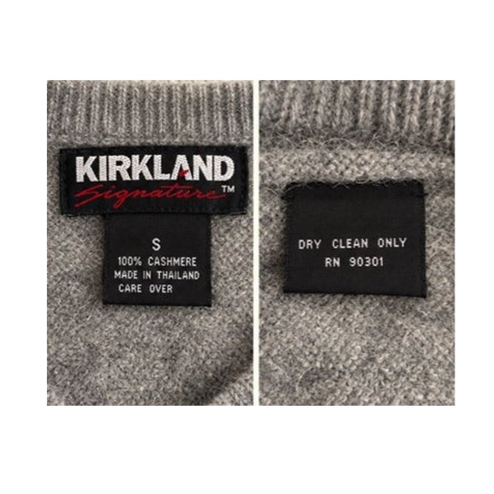 Kirkland Signature Grey 100% Cashmere V Neck Sweater Womens Small