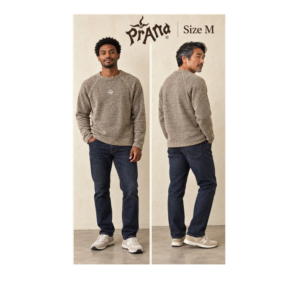 prAna Cozy Up Sweatshirt M Mustard Brown Heather Raglan Pullover