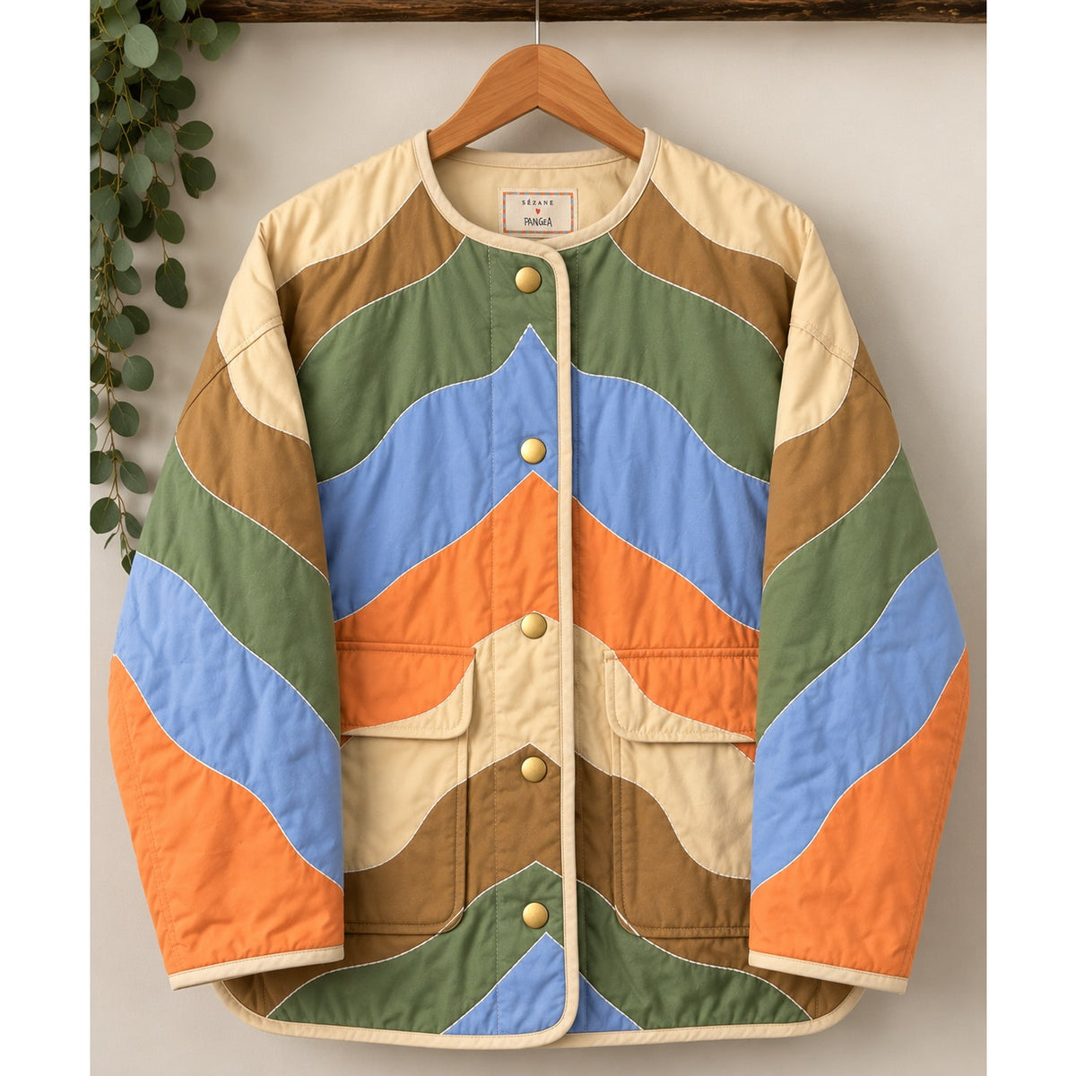 RARE Sézane x Pangea Farell Jacket in Forward | Quilted Wavy Patchwork - MINT