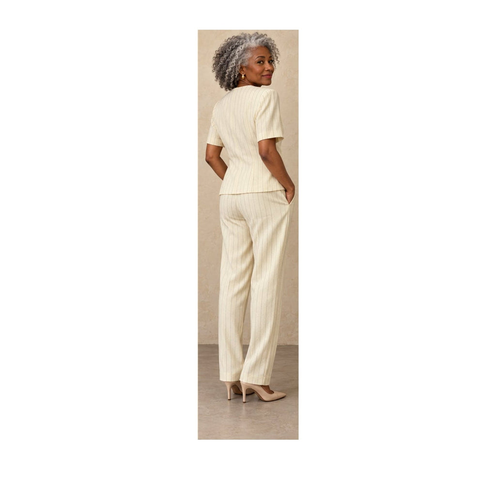 Vintage 90s Dani Max Lois Snyder Pinstripe Pants Suit Set Womens 6