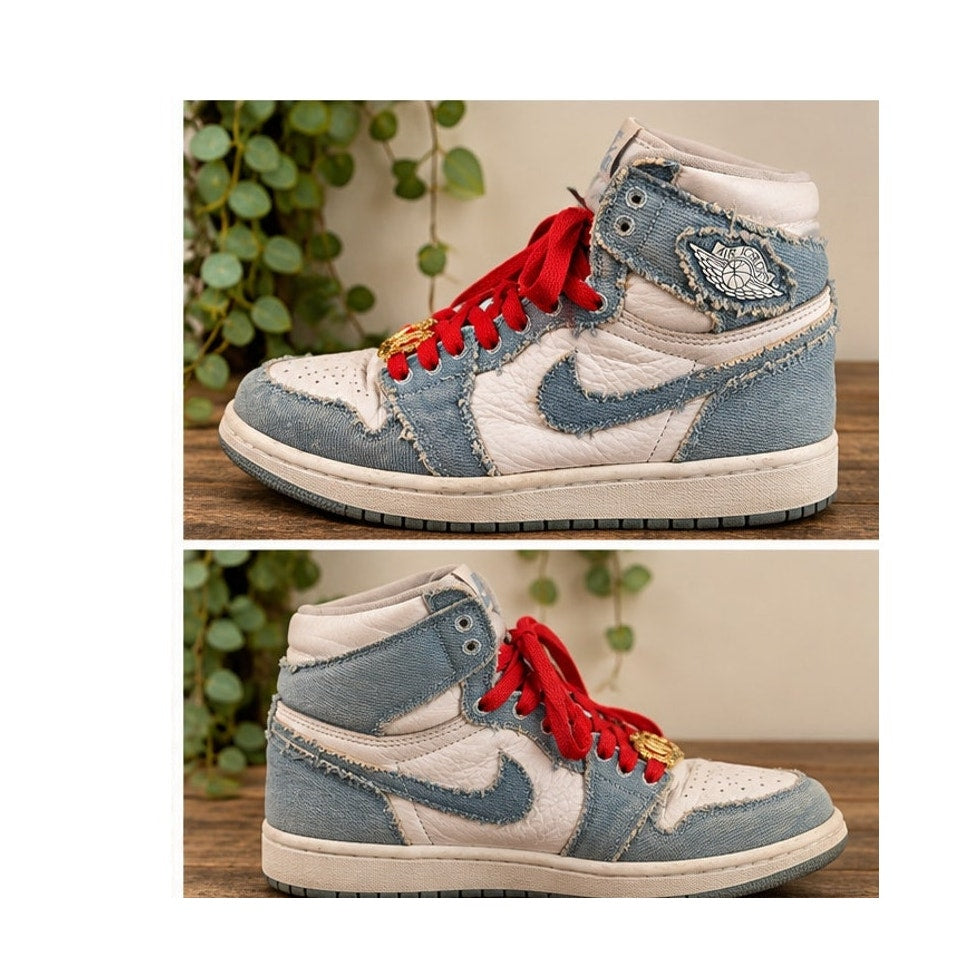Jordan 1 Retro High OG Denim 2022 Blue White Sneakers GS Size 6Y