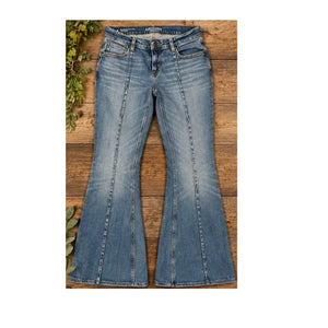 Arizona Jean Co Extreme Low Rise Y2K Flare Jeans Blue Womens Size 4