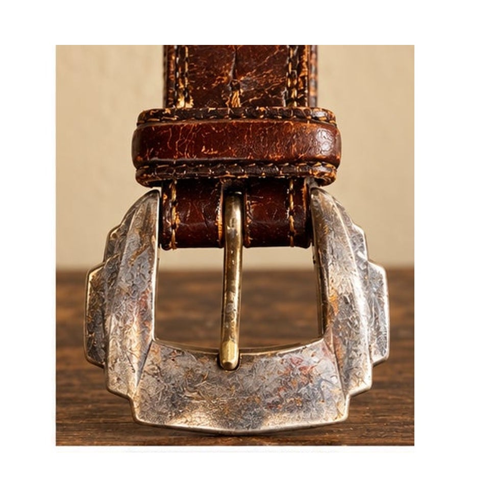 Vintage 1996 King Ranch Brown Braided Leather Western Belt Silver Buckle