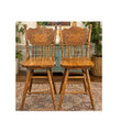 Pair Vintage Solid Oak Pressed Back Swivel Bar Stools