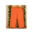 Pure Match USA 100% Linen Wide Leg Pants Orange Cropped Cuffed Slit Casual L