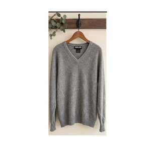 Kirkland Signature Grey 100% Cashmere V Neck Sweater Womens Small
