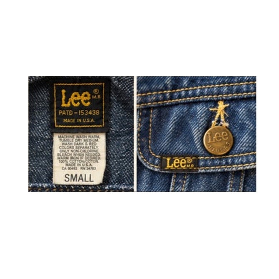 Vintage Lee Riders Denim Jacket 80s Plaid Lined Trucker USA Men Small