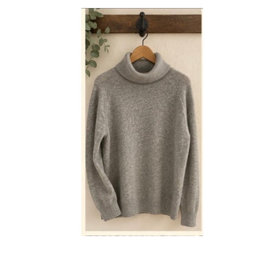 UNIQLO Women Large 100% Cashmere Turtleneck Sweater Grey Roll Neck L