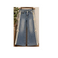 Dazy Bow Side Trim Wide Leg Jeans Medium Wash Blue Womens Size Medium