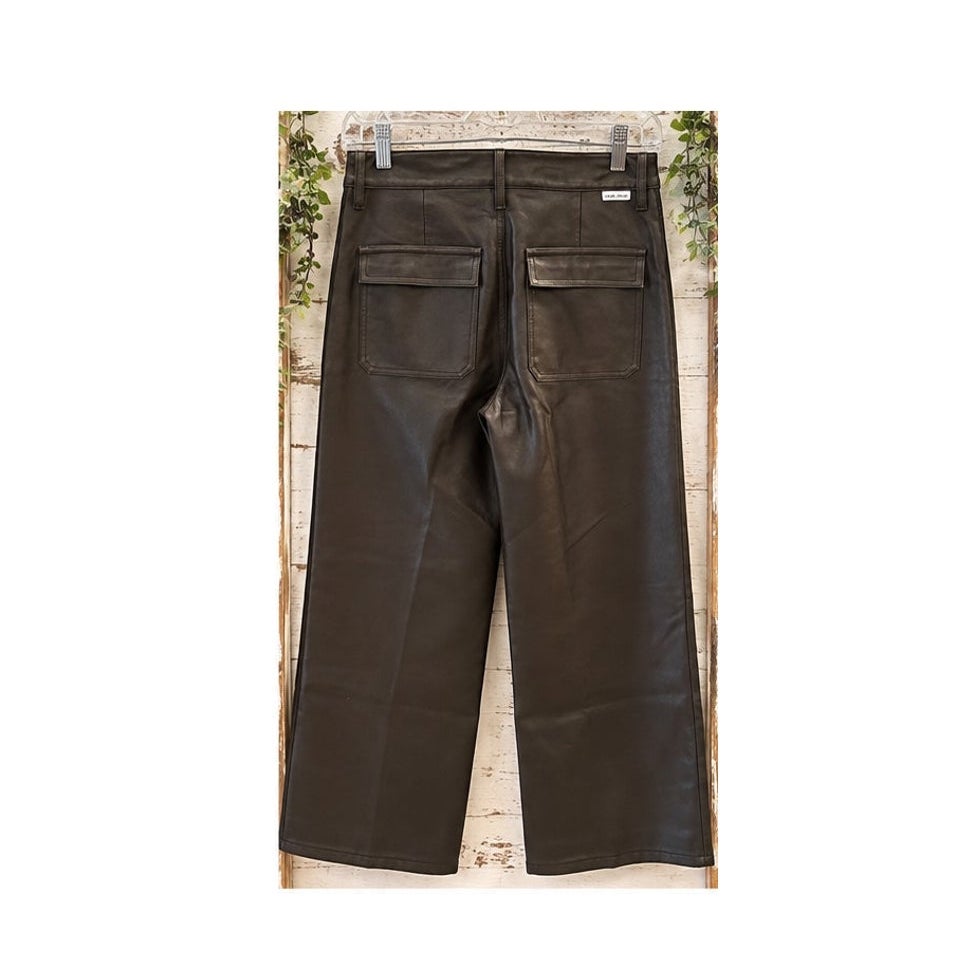 Dear John Fiona High Rise Espresso Brown Faux Leather Wide Leg Pants 25