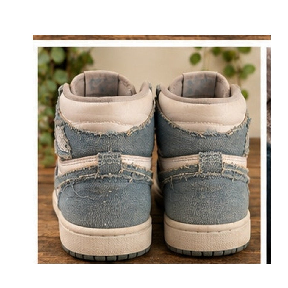 Jordan 1 Retro High OG Denim 2022 Blue White Sneakers GS Size 6Y