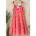 Tuckernuck Lili Sidonio Pink Orange Floral Tiered Midi Dress Size M Tie Strap V