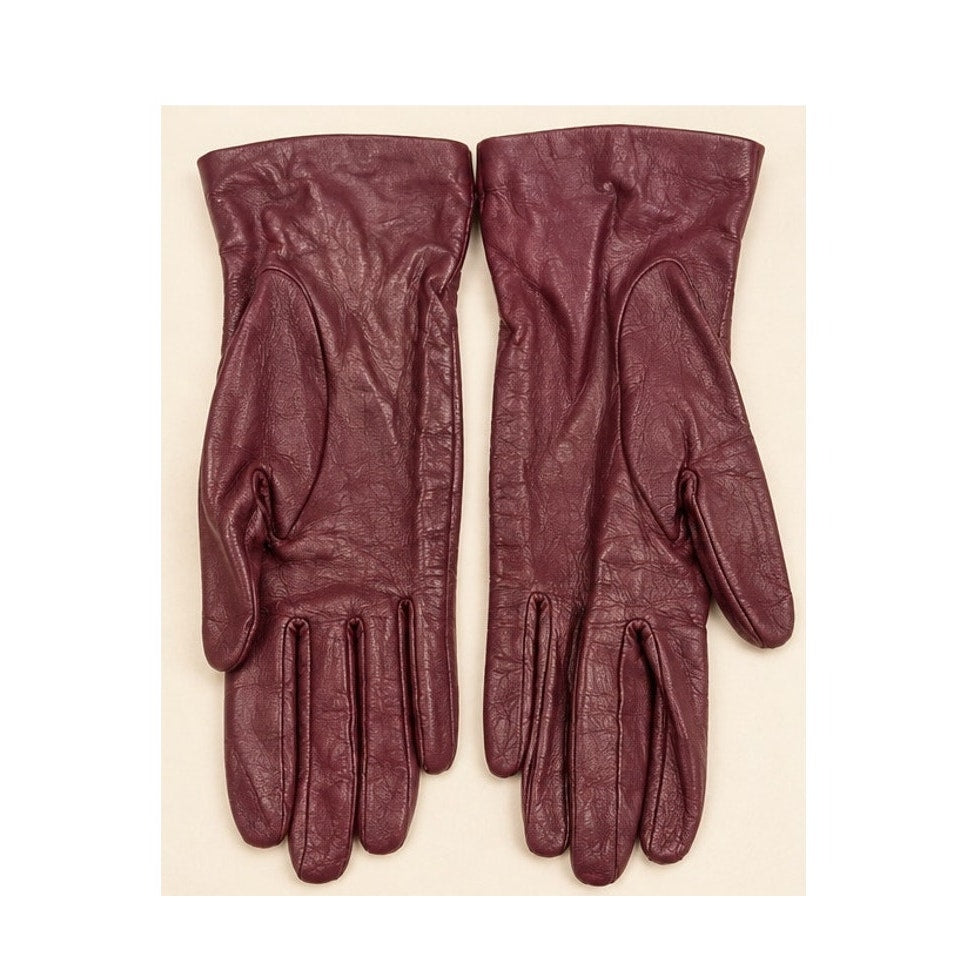 Vintage Heiress Burgundy Leather Gloves Silk Lined Women's Size Medium