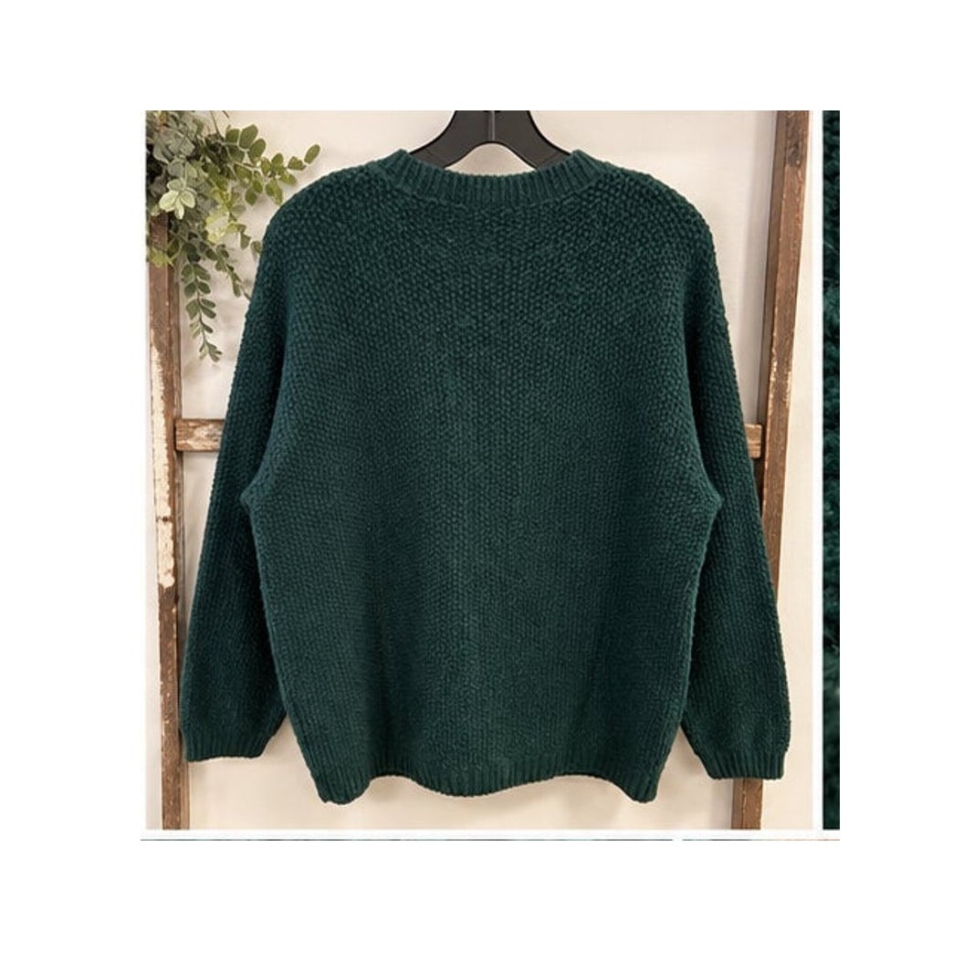 Vintage Huntington Ridge Forest Green Chunky Knit Crewneck Sweater