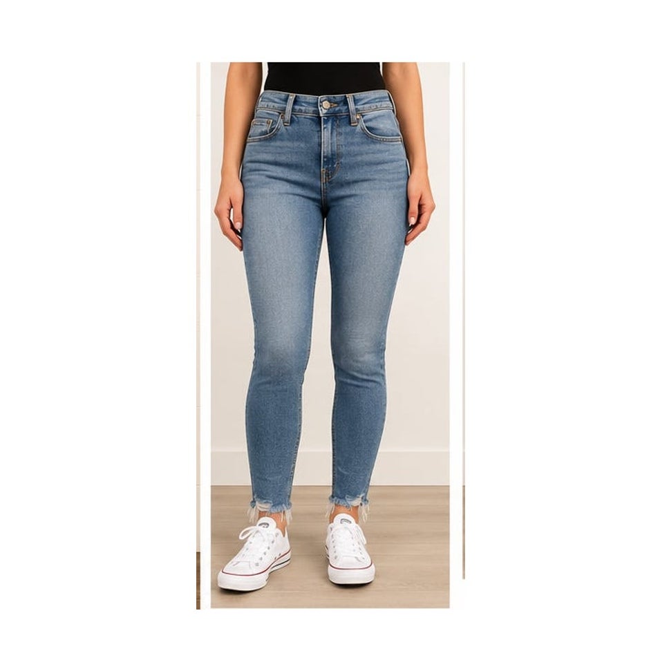 Hudson Blair Super Skinny Jeans Raw Hem Medium Wash Blue Womens Size 28