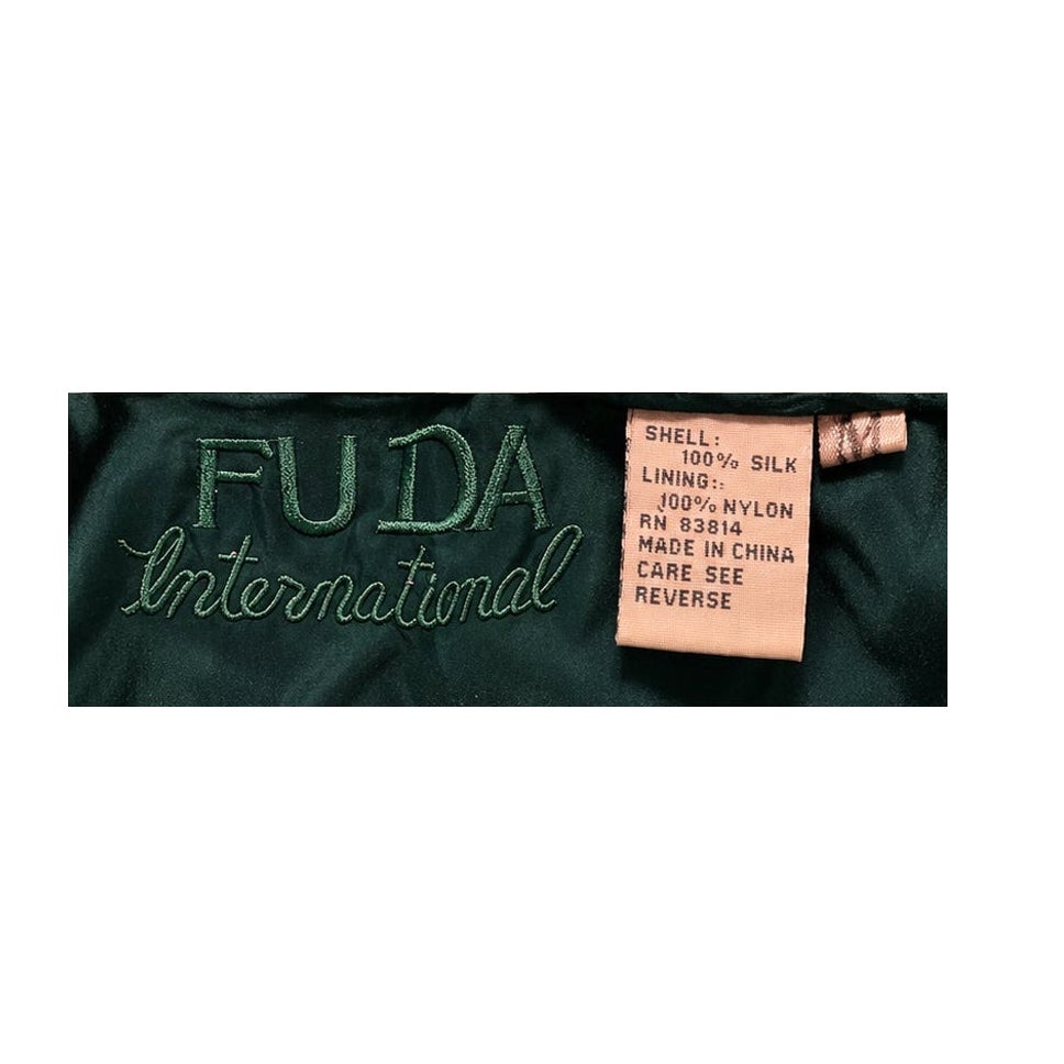 Vintage Fuda International Women's Medium Silk Tracksuit Set Green